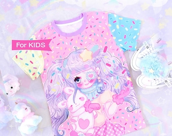 Sprinkles girl - KID's T-shirt - cute kawaii bunny, candy anime girl, yume kawaii, fairy kei, sweets pastel pink, harajuku tee - TM17k