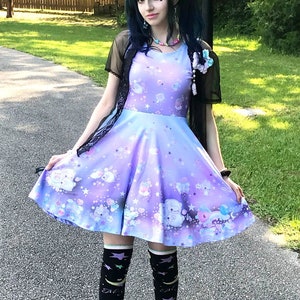 The cotton candy sheep (pastel) - Cute kawaii skater dress, fairy kei, casual lolita, pastel galaxy, sweet yume harajuku skater dress - SD29