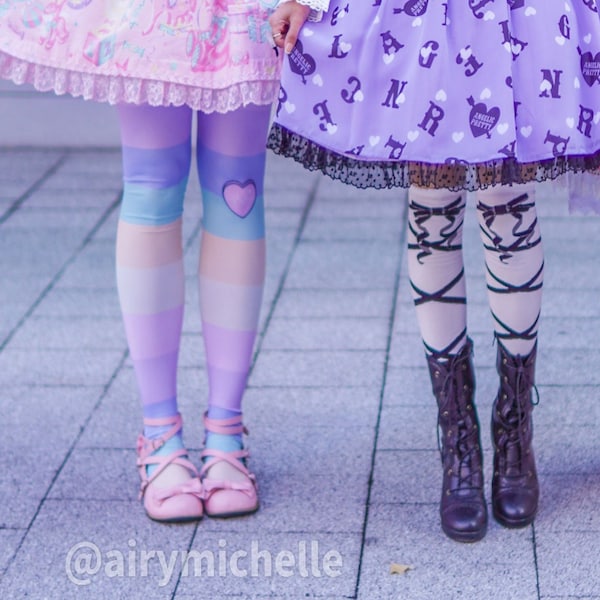 Pastel stripes - Tights - fairy kei, cute lolita , sweet pastel, yume kawaii, harajuku striped tights - Tg7