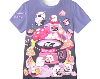 Spooksoepwinkel - uniseks T-shirt (milieuvriendelijke stof) - spookachtig schattig, pastel gothic, kawaii-spook, halloween-T-shirt, kawaii-eten, harajuku - ET22