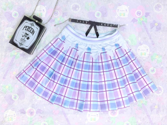 Pastel Plaid Pleated Skirt Kawaii Cute, Yume Kawaii, Fairy Kei, Purple Blue  Pink Plaid, Pastel Goth, Harajuku Skirt PS3 