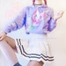Starlight kitty - Oversized hoodie - cute cat purple hoodie, kawaii rainbow hoodie, kitten with pink bow, lavender hooded sweatshirt- HM1 