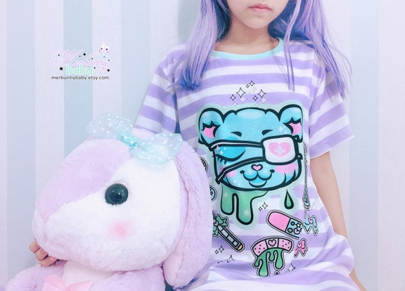 Menhera Goth Anime Oversized T-Shirt Top Kei Harajuku