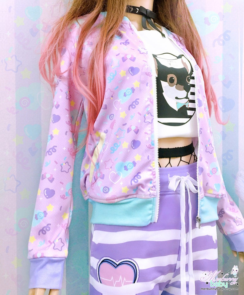 Confetti candy Zip up jacket kawaii cute pink fairy kei Etsy