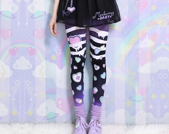 Broken hearts - Casual leggings - Menhera, kawaii goth, cute heart candy, pastel goth, alt fashion, j-fahsion harajuku- CL8