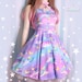 Sweet galaxy - skater dress - fairy kei, pastel colorful, sweet kawaii, cute planets, stars moons clouds, casual lolita dreamy dress -  SD37 