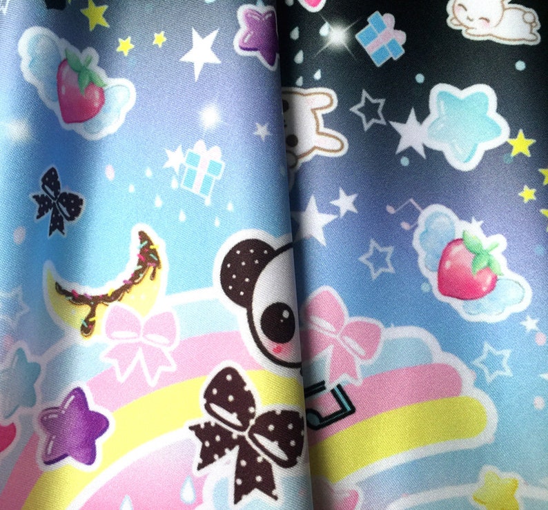 Over the rainbow black skater dress, cute kawaii stars moons clouds fairy kei dress, harajuku casual lolita, plus size dress SD22 image 8
