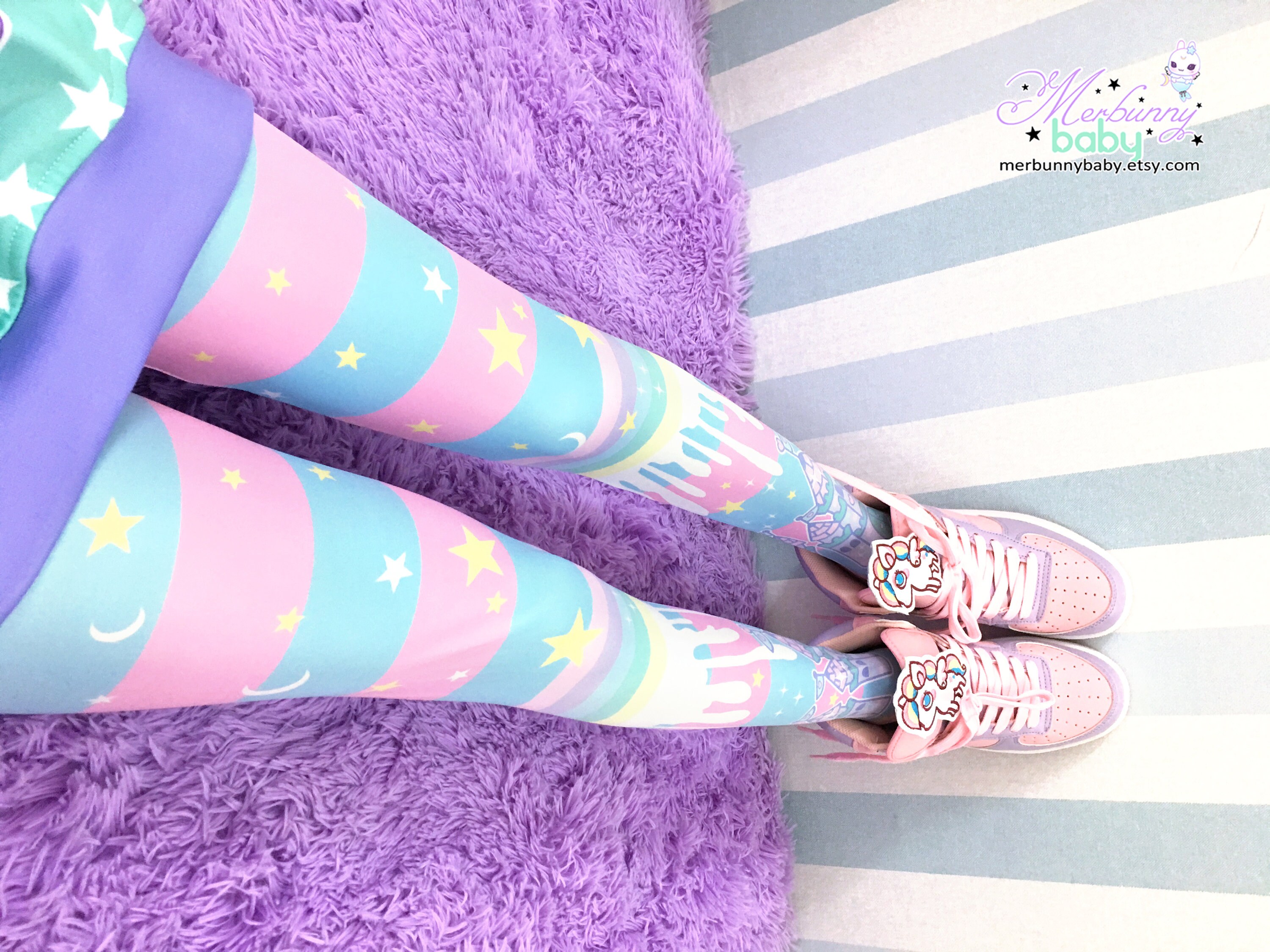 Milky Rainbow Tights Kawaii Sweet , Fairy Kei , Cute Lolita