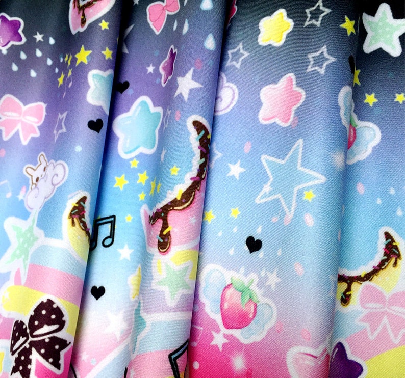 Over the rainbow black skater dress, cute kawaii stars moons clouds fairy kei dress, harajuku casual lolita, plus size dress SD22 image 7