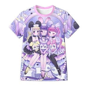 Bunny girls - Unisex T-shirt - (Eco-friendly fabric) Yume kawaii, fairy kei, cute anime girls, pastel, menhera nurses, kawaii rabbits - ET14