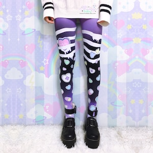 Broken hearts Leggings/Tights Menhera, kawaii goth, cute heart candy, pastel goth, yume kawaii, harajuku Lg8/Tg8 image 3