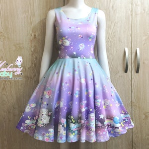 The cotton candy sheep pastel Cute kawaii skater dress, fairy kei, casual lolita, pastel galaxy, sweet yume harajuku skater dress SD29 image 2