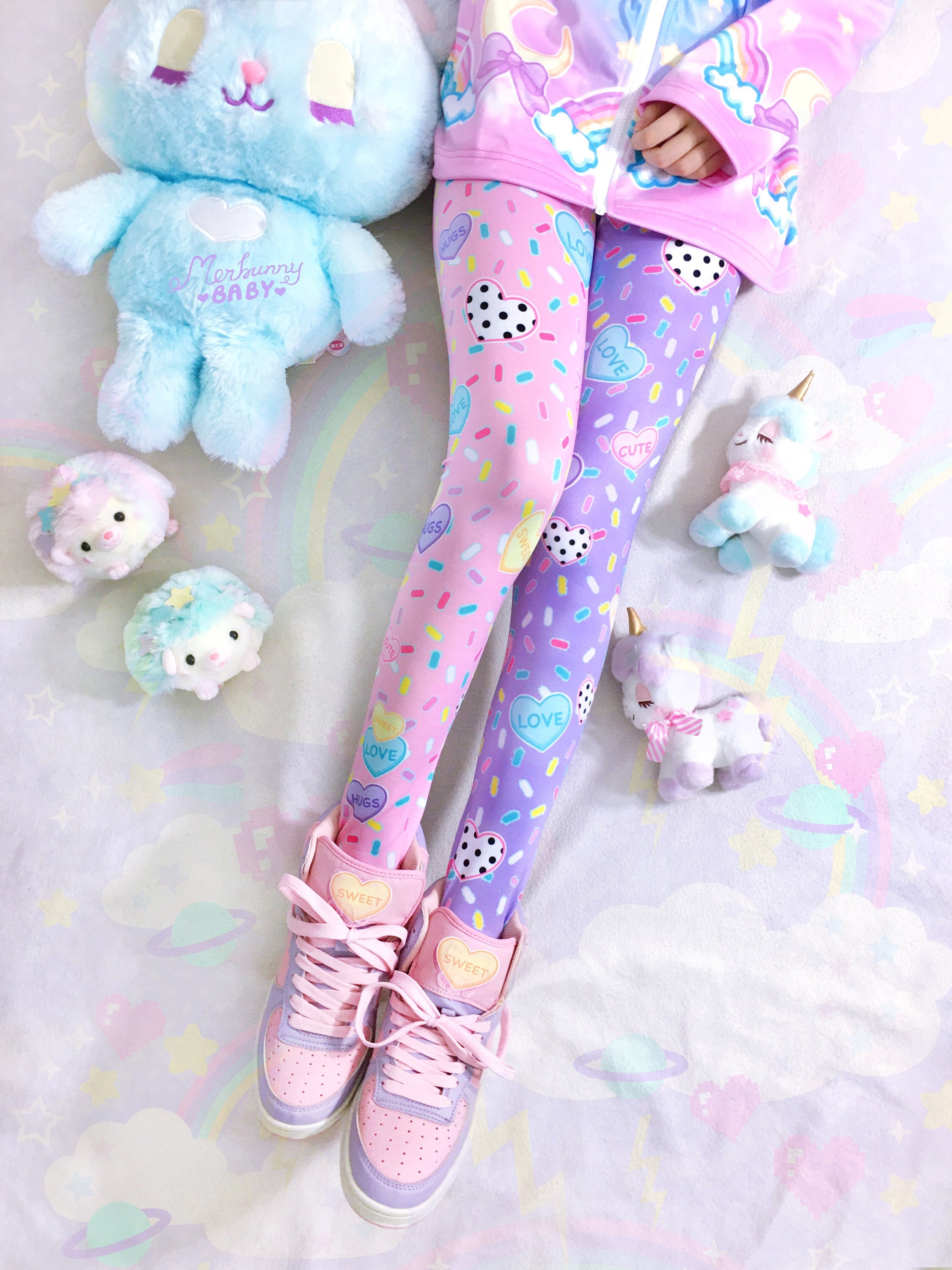 Sweethearts Leggings/tights Fairy Kei, Lolita, Yume Kawaii, Heart Candies,  Sprinkles, Pastel, Sweet Cute, Pink Purple Lg11/tg11 -  Canada