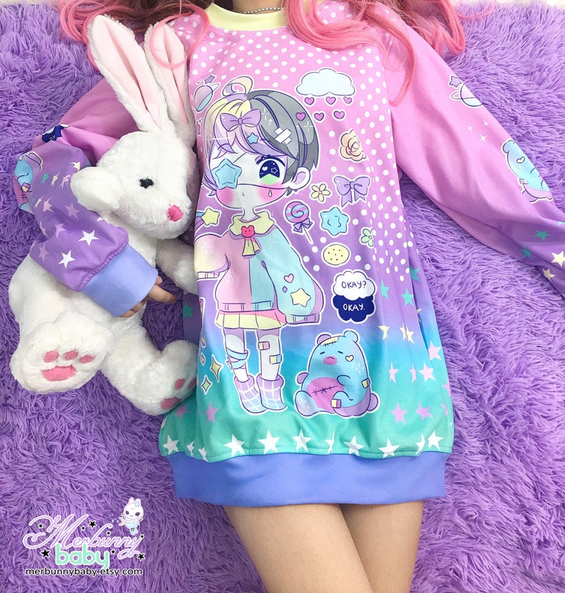 Esperanza Sweatshirt Pastel decora kei boy cute bear Etsy