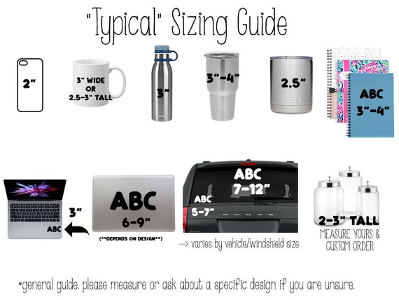 Vinyl Decal Size Chart