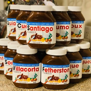 Nutella Jar Custom STICKER LABEL With Message, Wedding Baptism Baby Shower Stocking Stuffers Christmas, Nutella Jar Labels, Nutella Favors