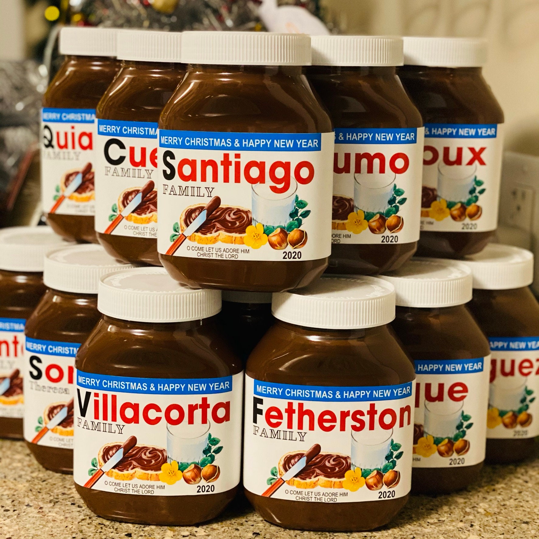 Nutella Jar Custom STICKER LABEL With Message, Wedding Baptism Baby Shower Stocking Stuffers Christmas, Nutella Jar Labels, Nutella Favors