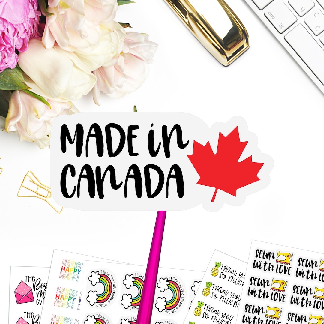 Made in Canada Sticker: Waterproof Canadian Business Packaging (65 per ...