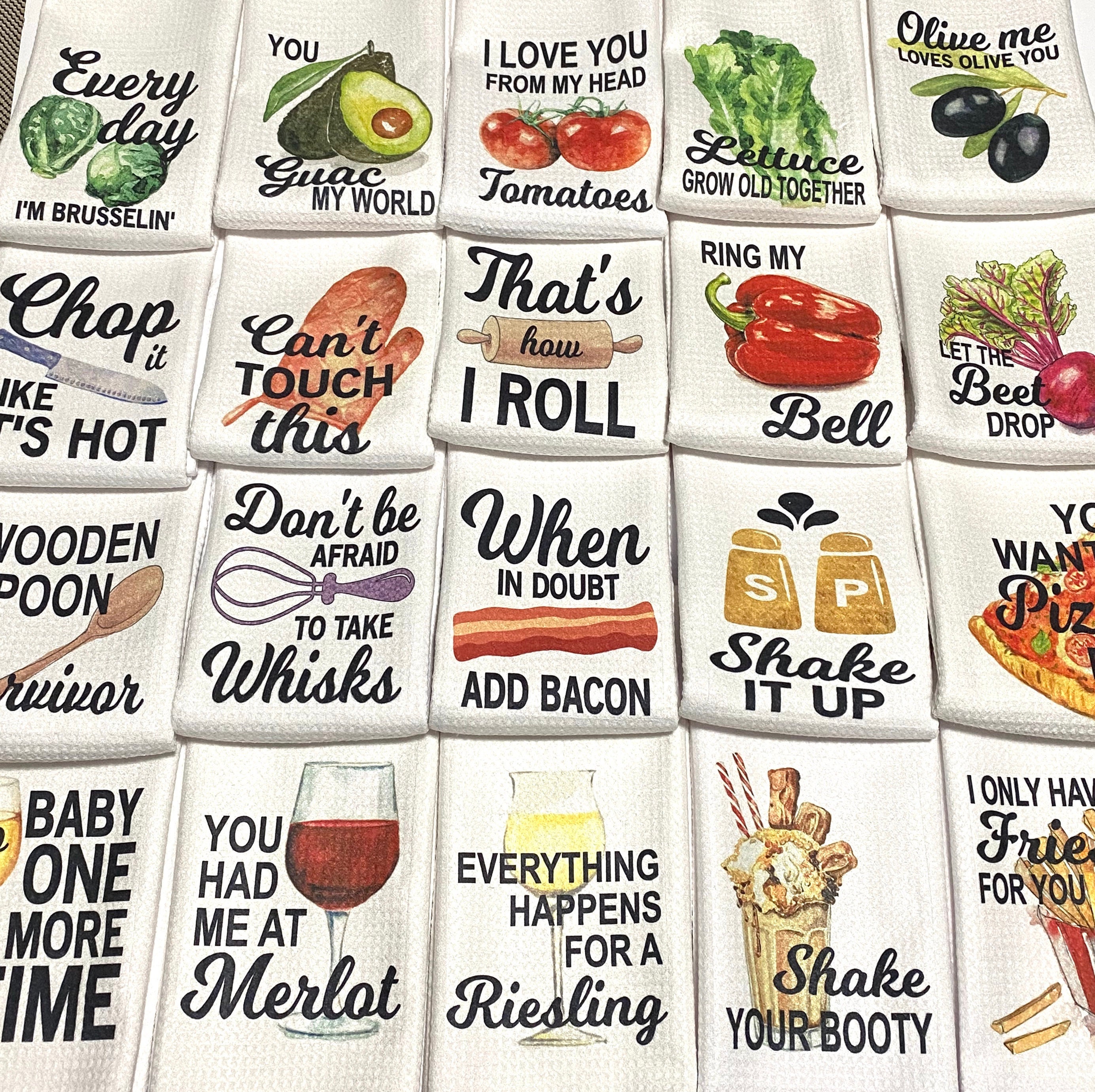 Microfiber Dish Towels Funny Veggie Puns Funny Kitchen Towel Set of 4 -  Best Housewarming Gifts for New Home, Tea Towels for Kitchen Funny, Mom