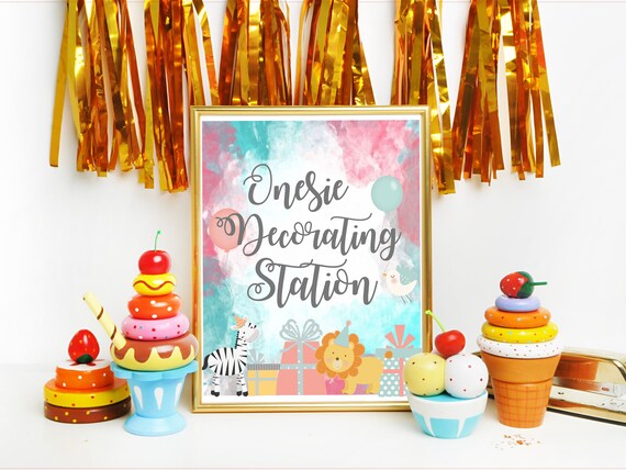 BABY ANIMALS Decorating Station Sign Pink and Blue Printable | Etsy