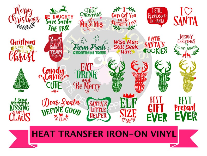 Christmas Iron On Heat Transfer Vinyl Custom Decal DIY Etsy Canada