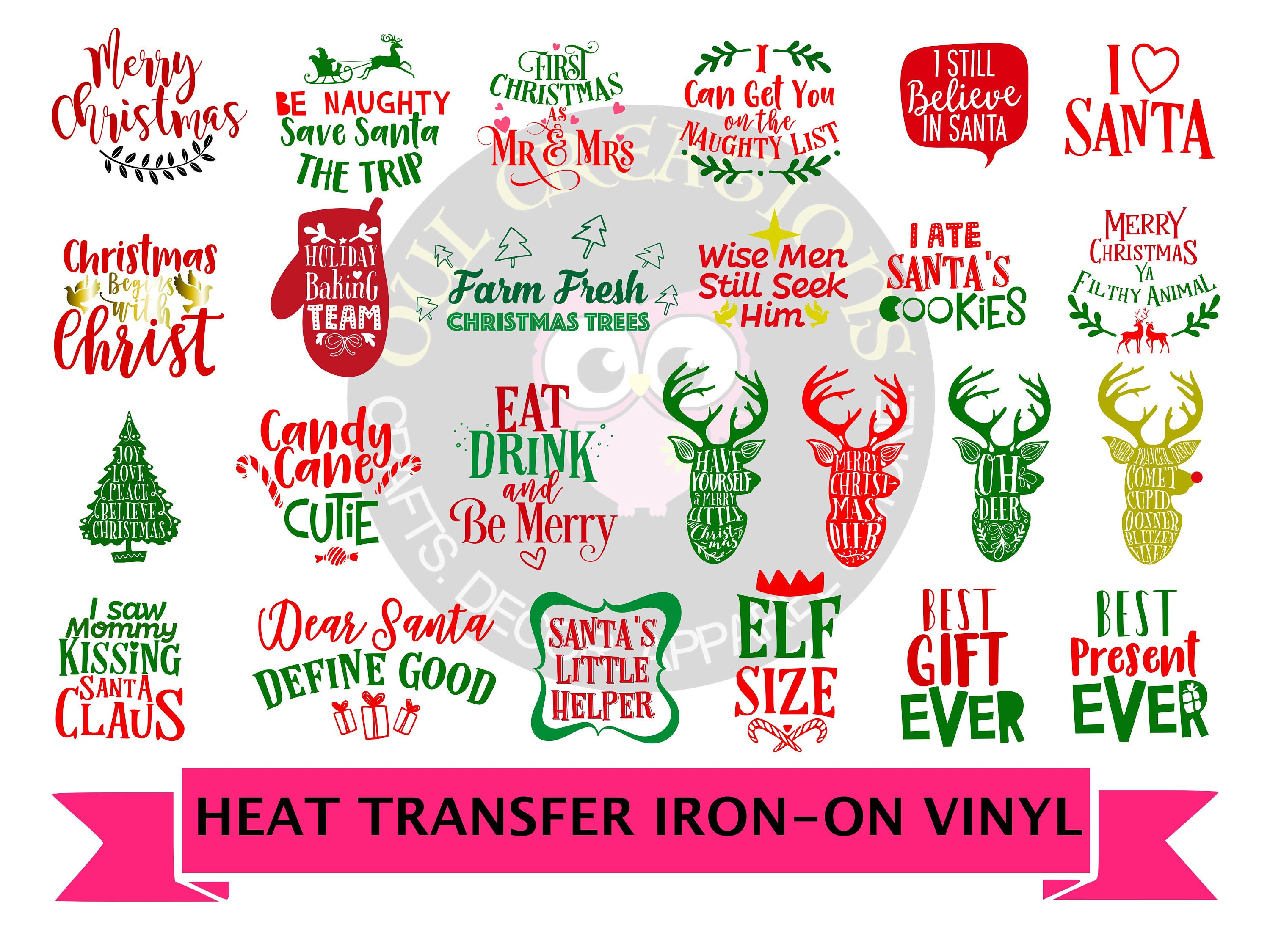 Christmas Iron On Heat Transfer Vinyl Custom Decal DIY Etsy