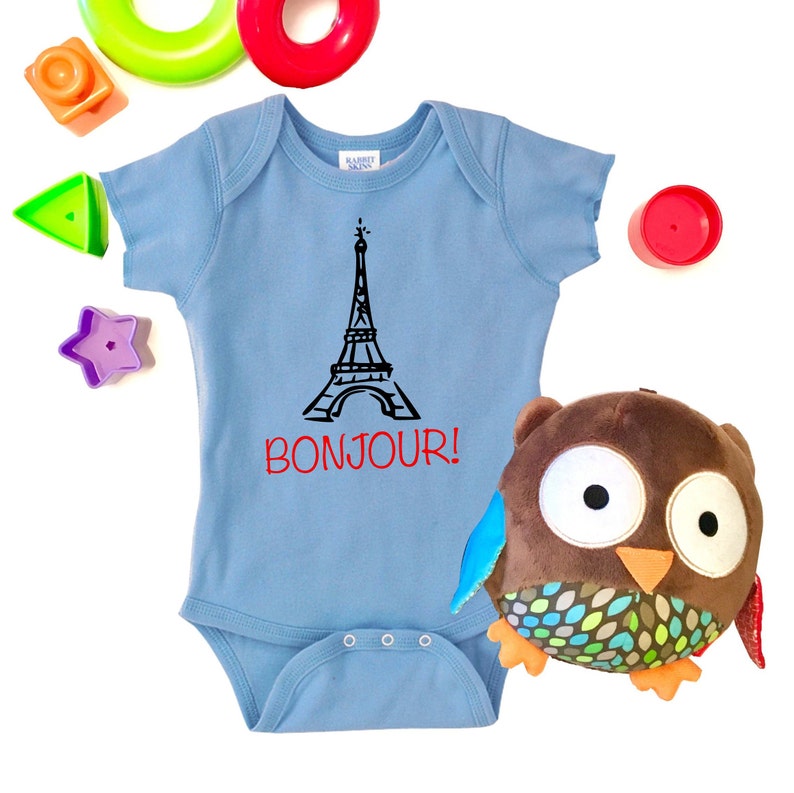 Bonjour French Onesie, Eiffel Tower Onesie, Baby Shower Gifts, Gift for