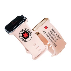 Medical Alert watch band, Medical Alert Gift, Medical Alert ID, Medical ID, Medical Alert Watch Band,Type 1 Diabetic, Type 2 Diabetic