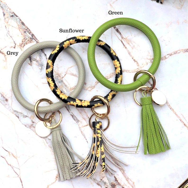 Monogram Keyring Bracelet Personalized Large Key Ring Large Etsy