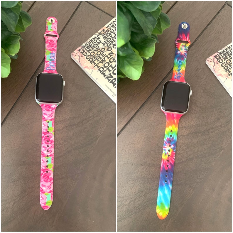 Custom Slim Apple Watch Band 40mm Monogram Fish Tail Tie Dye Etsy