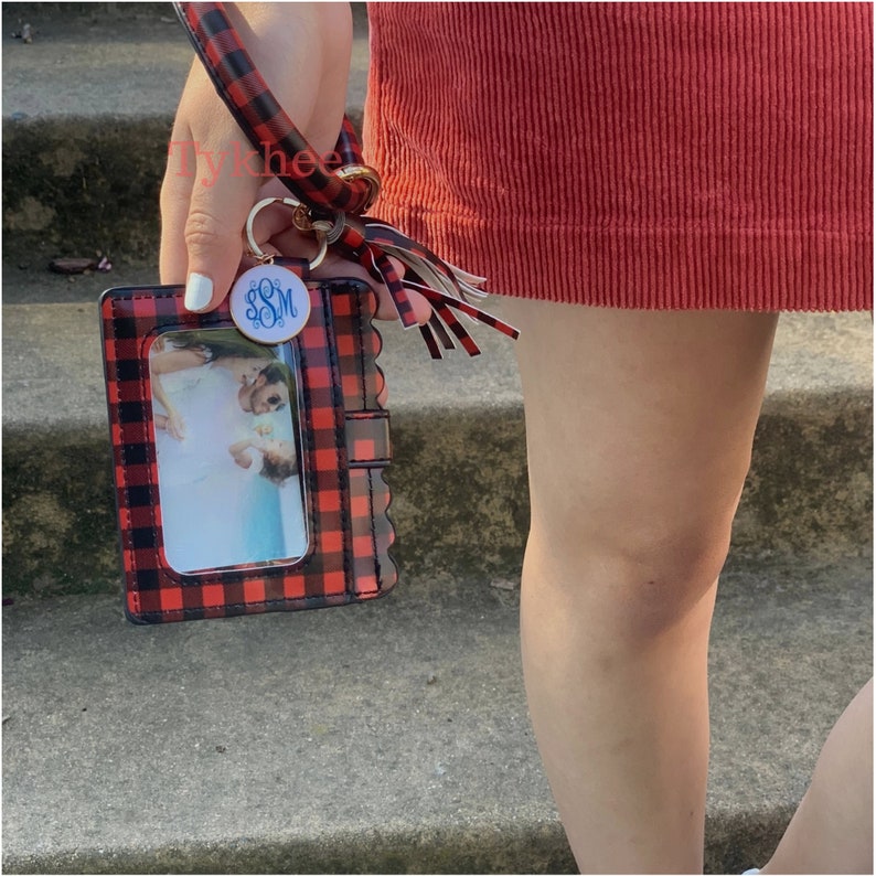 Wallet Monogram Keychain Boho Leather Bracelet Leopard Etsy