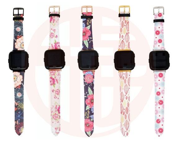 Leather Floral Fitbit Versa Bands 
