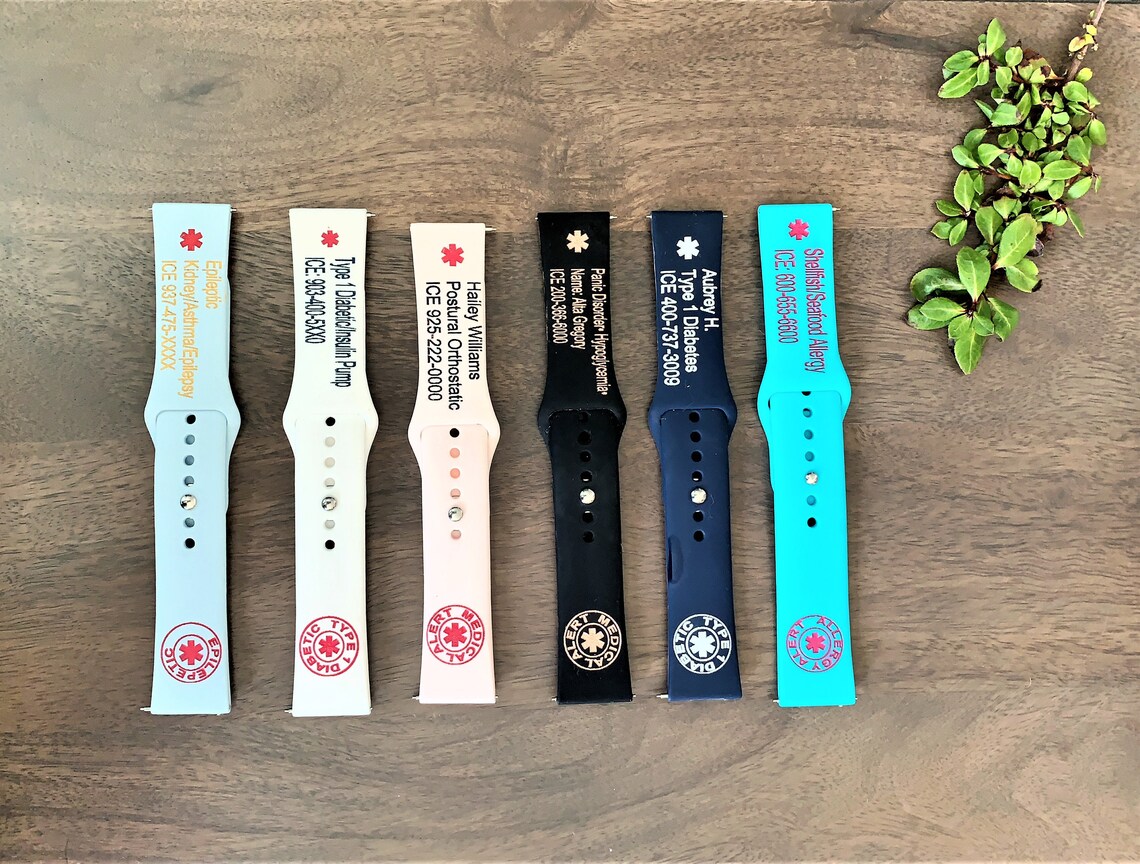 Medical Alert Fitbit Versa Silicone Watch Band Personalized Etsy