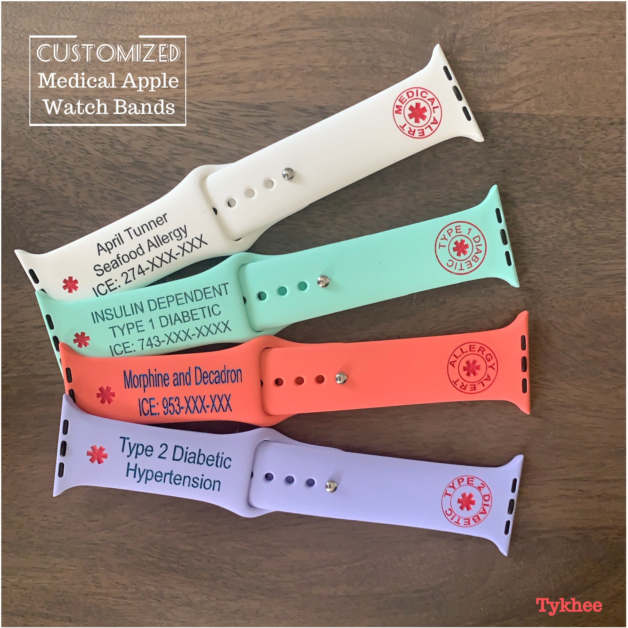 Medical Alert Silicone Apple watch band 38mm 40mm 42mm Etsy