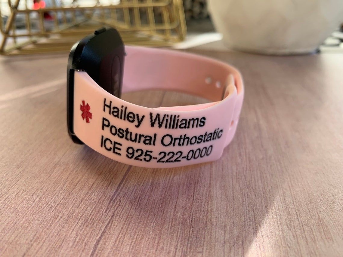 Medical Alert Fitbit Versa Silicone Watch Band Personalized Etsy