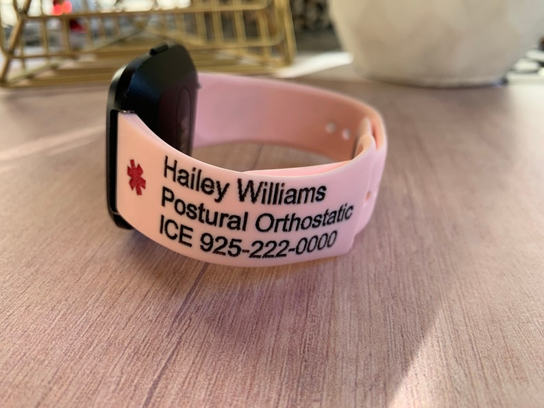 Medical Alert Fitbit Versa Silicone Watch Band Personalized Etsy