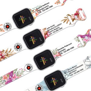 Medical Alert Silicone watch band, Medical Alert Watch Strap, Medical Alert Bracelet 38mm 40mm 41mm 42mm 44mm 45mm 46mm 49mm Ultra