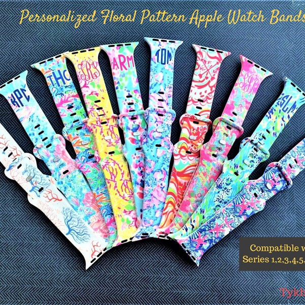 Lilly Inspired Apple Watch Band 38mm Women with Monogram, Personalized Apple Watch Strap 40mm, iWatch Band, iWatch Strap 42mm, 44mm,