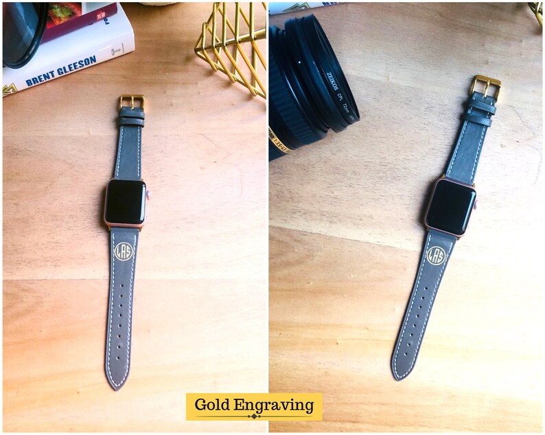 Monogram Apple Watch Band 42mm Series 4 Personalized Apple Etsy