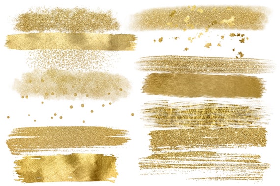 Gold Glam Brush Strokes Png Clip Art Glitter Clip Art Etsy
