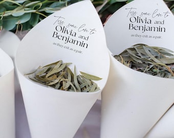 Set of 20 Personalized Petal Cones | Paper Cone | Wedding Toss | Confetti Toss