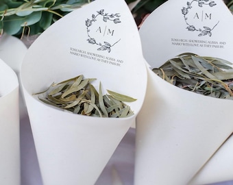 Set of 20 Personalized Petal Cones | Paper Cone | Wedding Toss | Confetti Toss