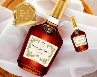 Cognac Labels | Personalized Liquor Bottle Labels for Groomsmen Proposal, Birthdays, Graduations, Fathers Day - Adhesive Labels
