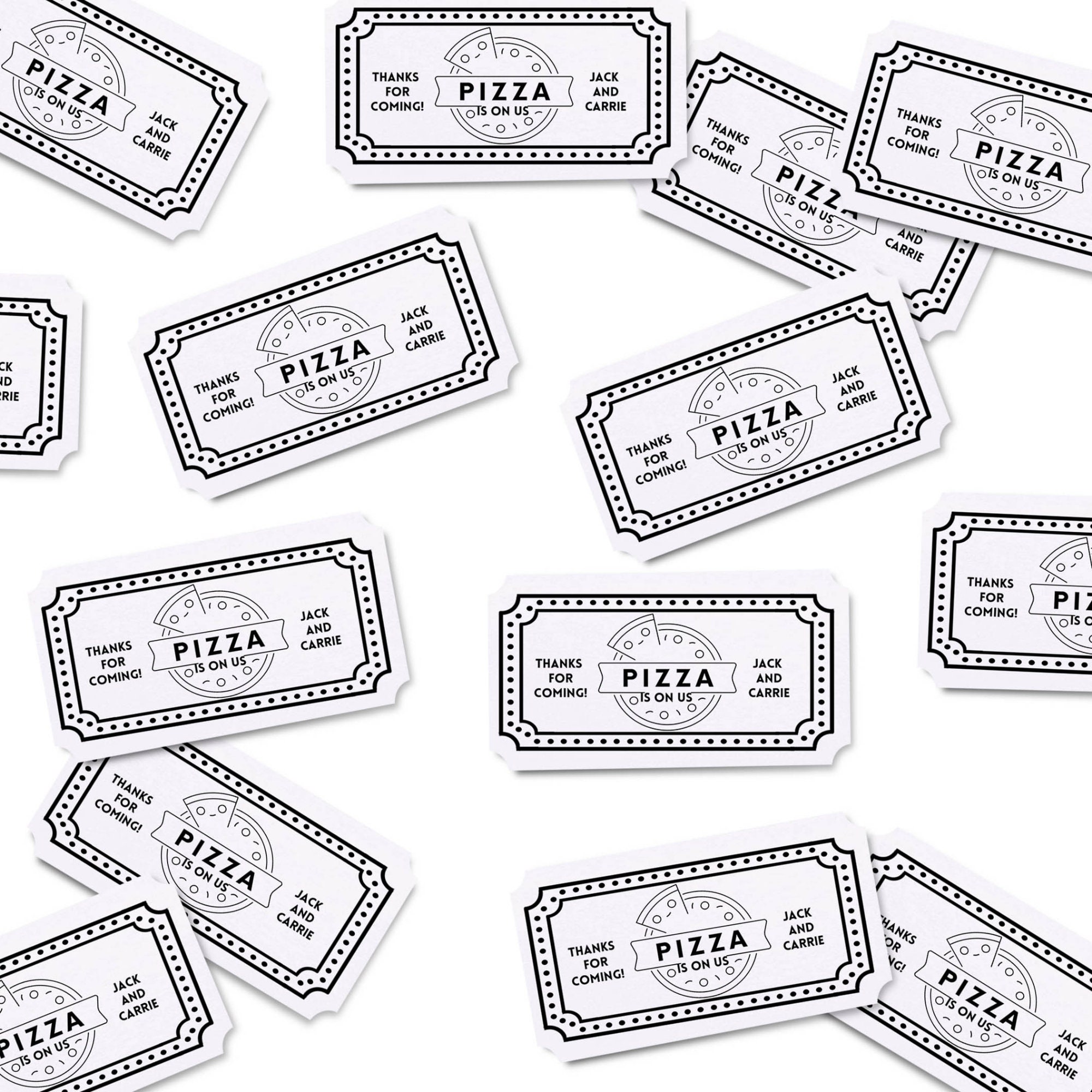 Set of 21 Food Truck Tickets | Pizza Vouchers | Wedding Meal | Party Tokens | Food Voucher |  Custom Event Tickets  | Admit One
