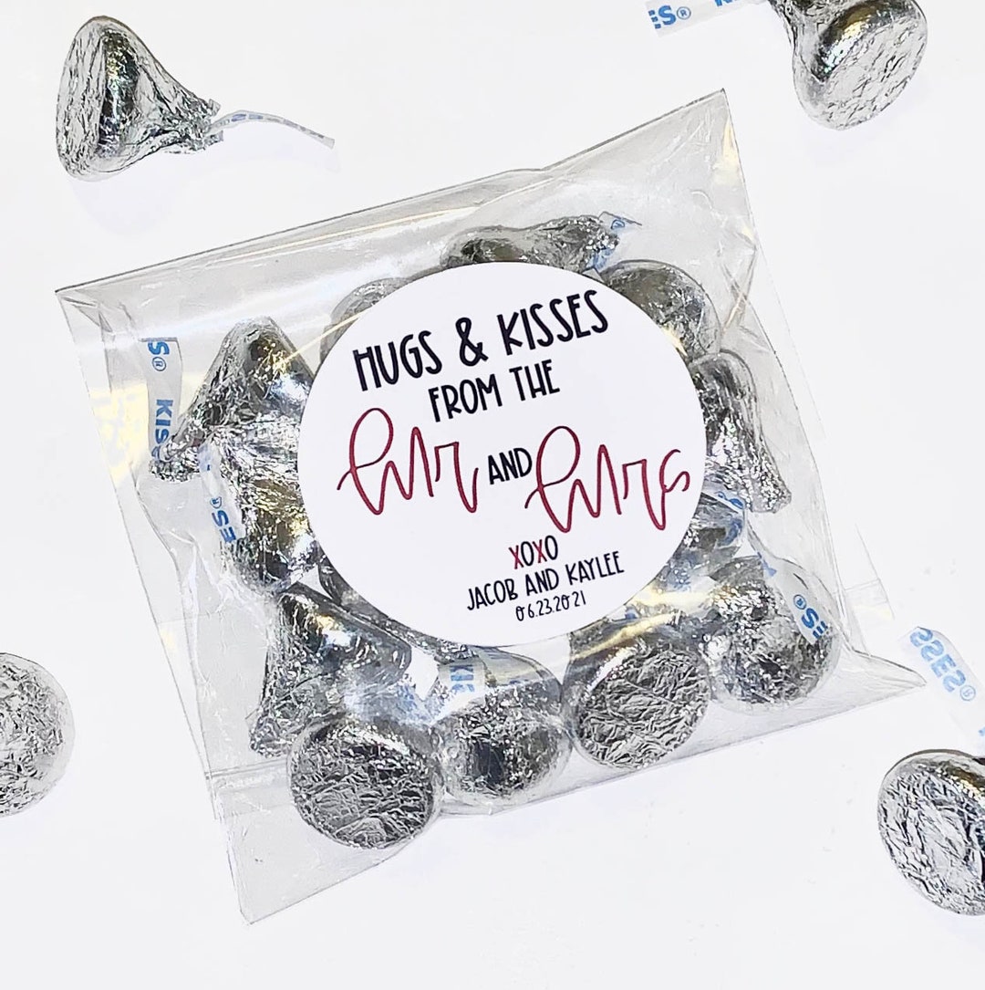 Set of 12 Hugs and Kisses From the Mr and Mrs Stickers | Wedding