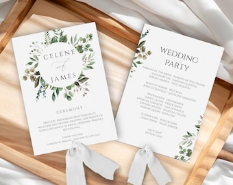 PRINTED Wedding Program Fans | Assembled With or Without Ribbon | Ceremony Program | Program Fans | Event Details | Double Sided