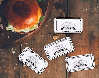 Set of 16 Food Truck Tickets | Have a Meal on Us | Wedding Meal | Party Tokens | Food Voucher | Custom Event Tickets | Admit One