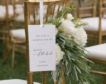 PRINTED Reserved Wedding Chair Tag | Seating Tag | Chair Tag | Wedding Ceremony Tags | Elegant and Modern Tags