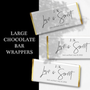 Printed Wedding Chocolate Bar Wrappers | Custom Chocolate Bar Labels | Personalized Wedding Party Favors | Wedding Guest Gift | Engagement