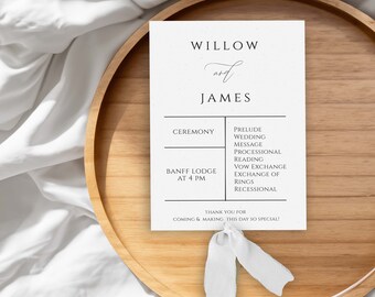 PRINTED Wedding Program Fans | Assembled With or Without Ribbon | Ceremony Program | Program Fans | Event Details | Double Sided